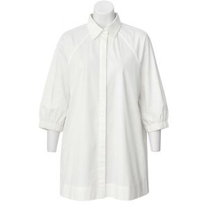 Stella Carakasi White Tunic Top Womens Size XXL  Pockets Button Front Lagenlook